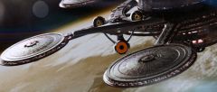 USS Enterprise (alternate reality) departs Spacedock