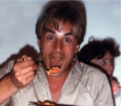 Don having a meal during the Super Bowl XIX party